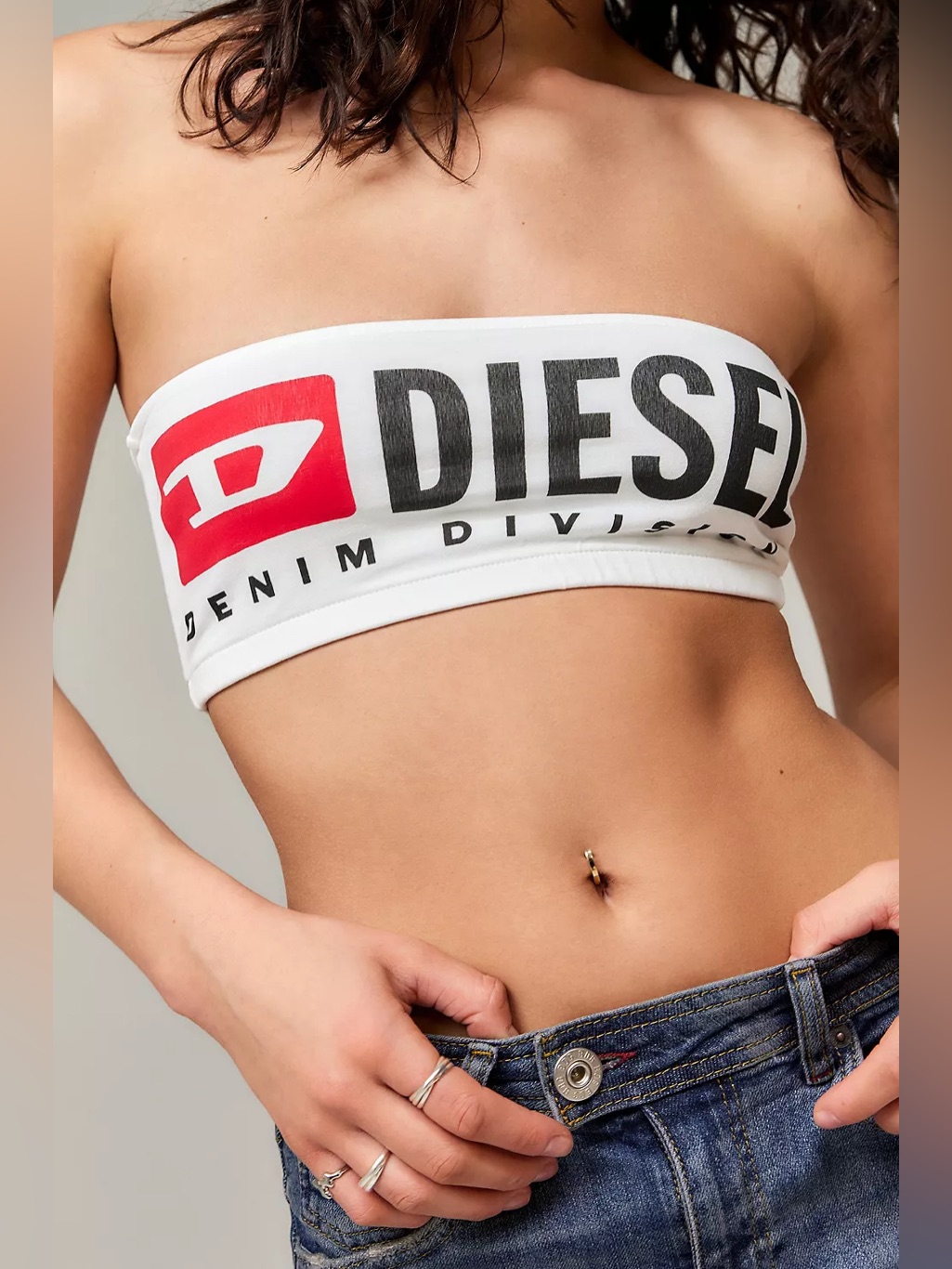 Diesel White Ufsb-Melanie Bandeau Bra Nwt Xs